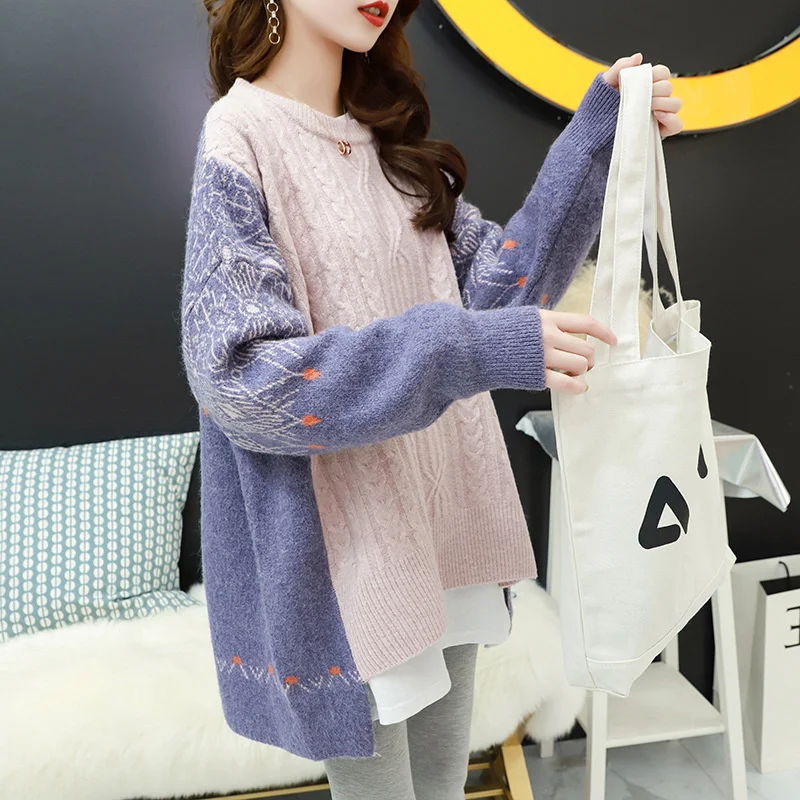 #7469 Winter Sweater Women Spliced Color Batwing Sleeve Irregular Sweaters Female Knitted Pullovers Loose Knitwear Sweater Femme
#7469 Winter Sweater Women Spliced Color Batwing Sleeve Irregular Sweaters Female Knitted Pullovers Loose Knitwear Sweater Femme