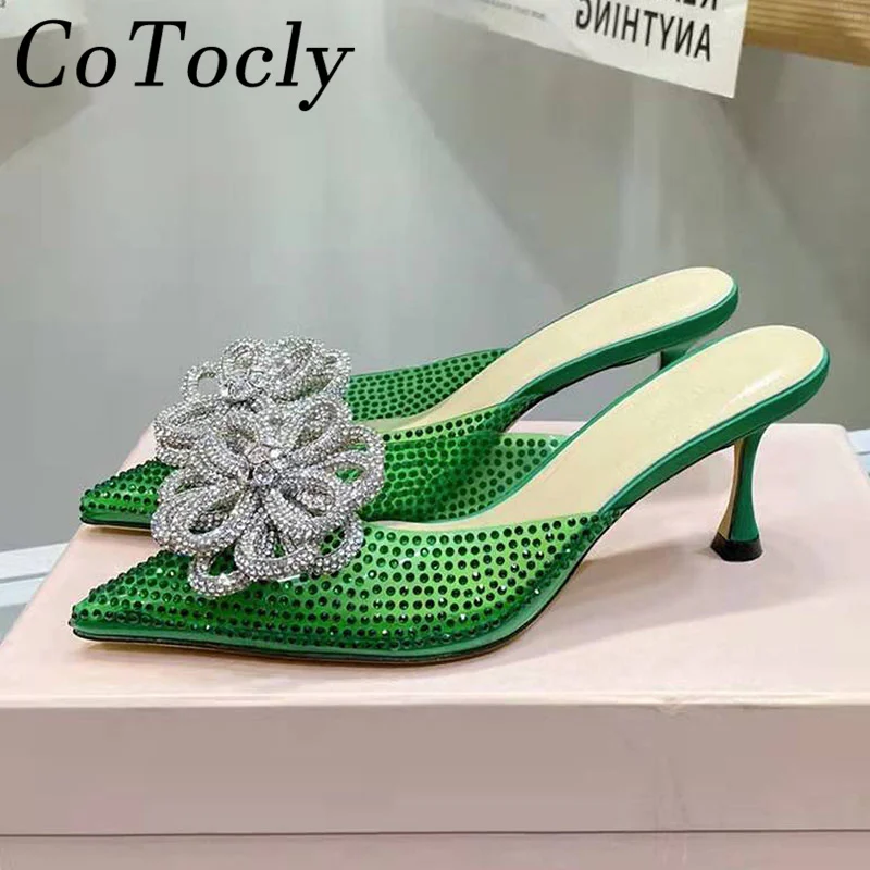 Runway High Heels Slippers Women Crystal Bling Slides Lady Pointed Toe PVC Rhinestone Flower Mules Women Summer Shoes Woman
Runway High Heels Slippers Women Crystal Bling Slides Lady Pointed Toe PVC Rhinestone Flower Mules Women Summer Shoes Woman