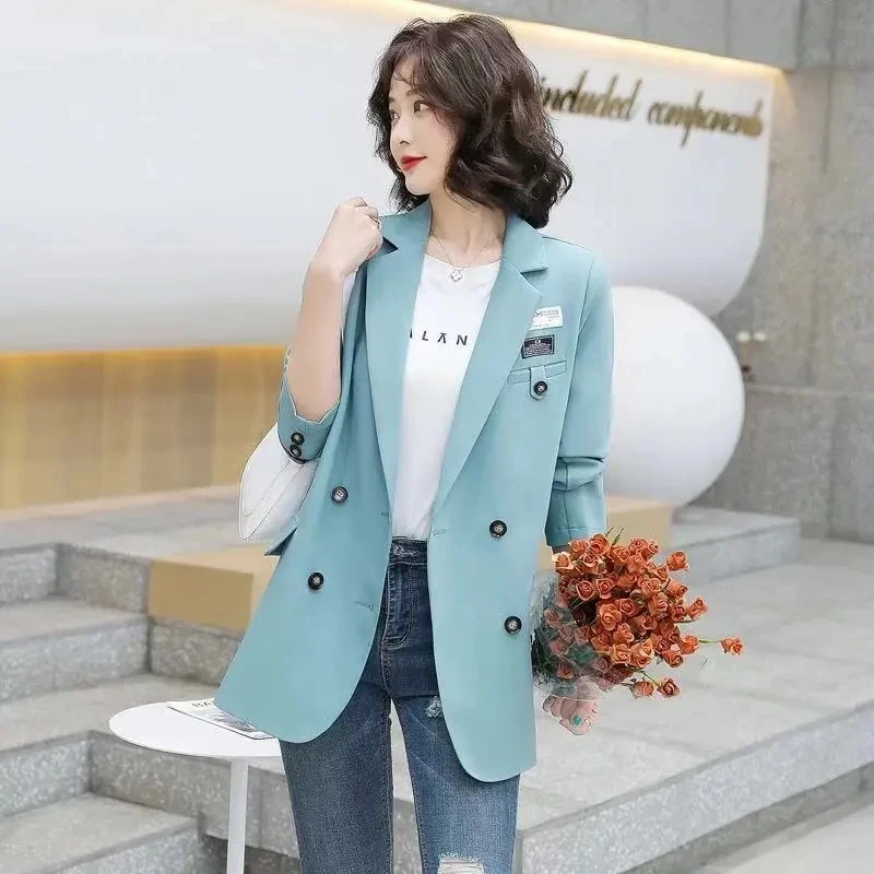 2022 Spring And Autumn Women's Thin Loose Suit Coat Korean Casual Double Breasted Wild Blue Blazer Jacket Female New Ropa Mujer
2022 Spring And Autumn Women's Thin Loose Suit Coat Korean Casual Double Breasted Wild Blue Blazer Jacket Female New Ropa Mujer