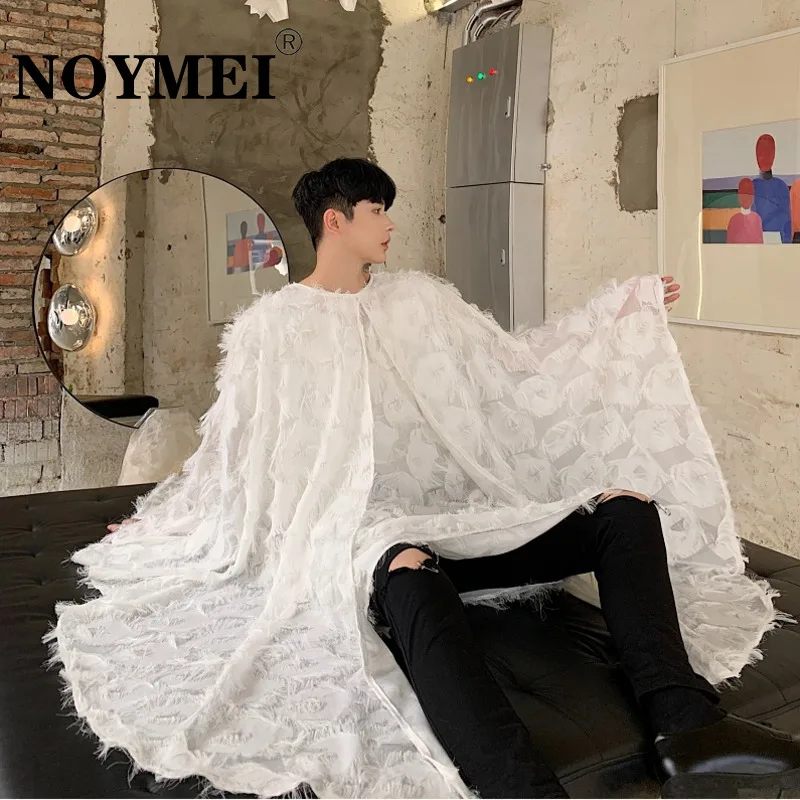 

NOYMEI Windbreaker Limited Edition Niche Fashion Runway Stage Nightclub Temperament Feather Flowing Solid Color Trench WA2014