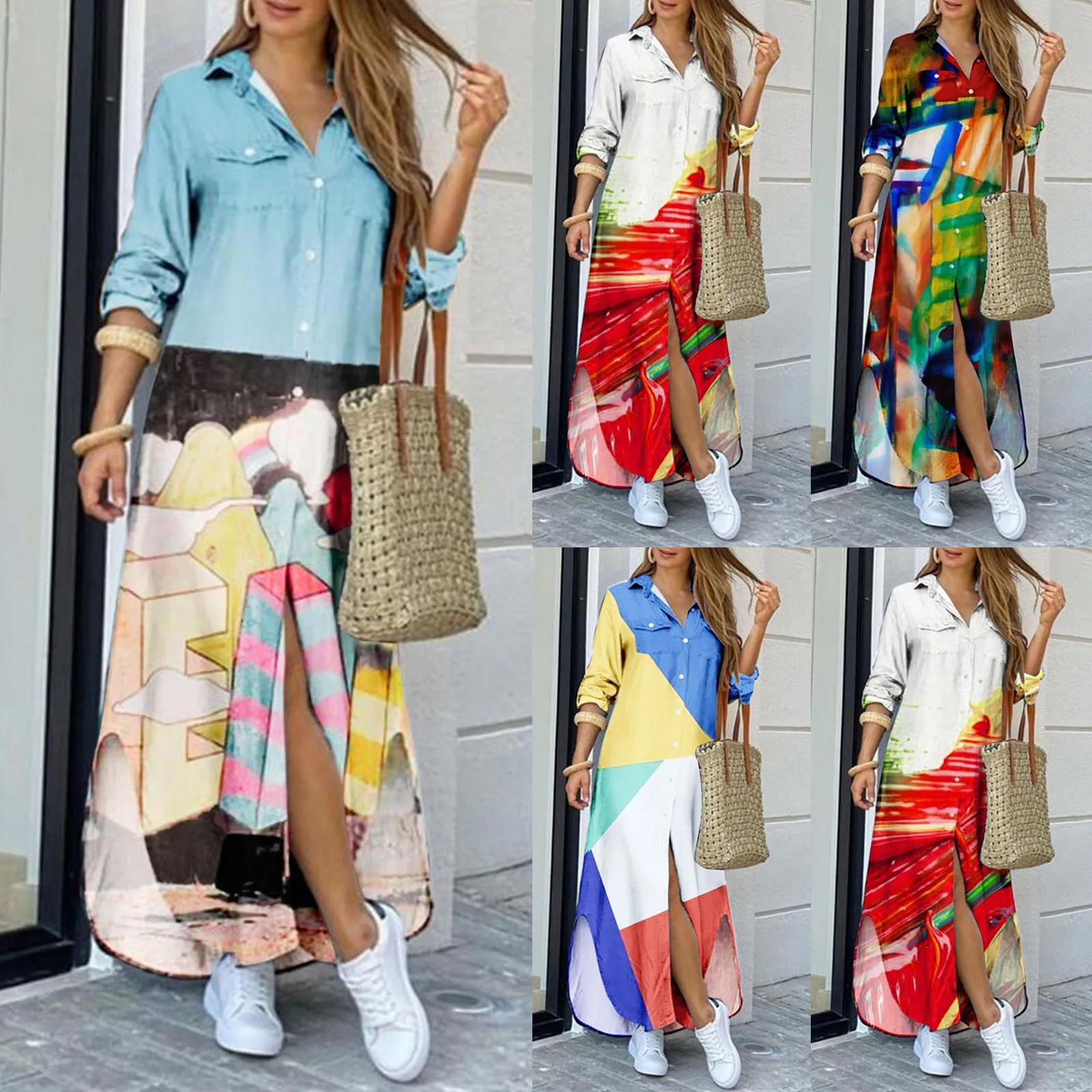 Fashion Women Loose Shirt Dress Streetwear Beach Holiday Plus Dress Button Turn Down Collar Split Maxi Dress Irregular Vestidos
Fashion Women Loose Shirt Dress Streetwear Beach Holiday Plus Dress Button Turn Down Collar Split Maxi Dress Irregular Vestidos