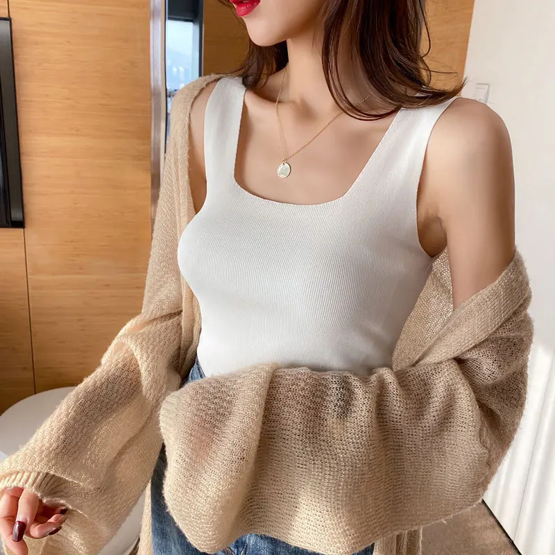 2022 New Women Summer Square Collar Sleeveless Bottoming Slim Tank Tops For Ladies Knitted Camisole Ice Silk Vest
2022 New Women Summer Square Collar Sleeveless Bottoming Slim Tank Tops For Ladies Knitted Camisole Ice Silk Vest