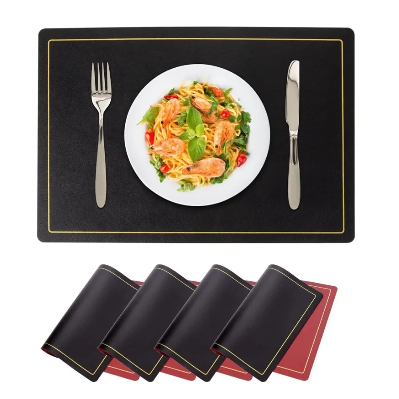 Inyahome Double-Sided Color Black Red Placemats Set of 1/4/6 Gold Edge PU Leather Place Mats Indoor & Outdoor for Patio Table
Inyahome Double-Sided Color Black Red Placemats Set of 1/4/6 Gold Edge PU Leather Place Mats Indoor & Outdoor for Patio Table