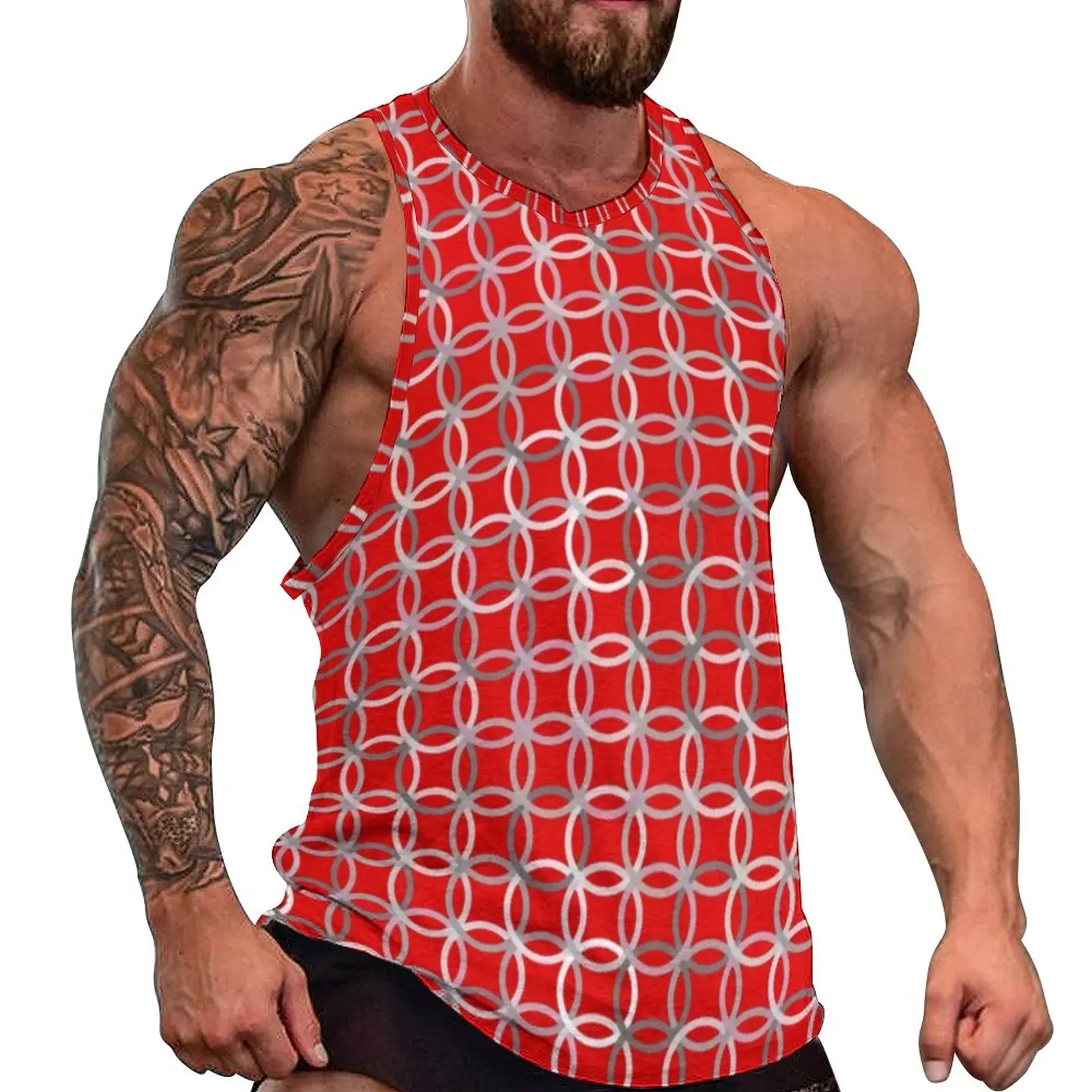 Red Modern Circles Summer Tank Top Mid-Century Training Tops Man's Custom Muscle Sleeveless Vests Large Size 4XL 5XL
Red Modern Circles Summer Tank Top Mid-Century Training Tops Man's Custom Muscle Sleeveless Vests Large Size 4XL 5XL
