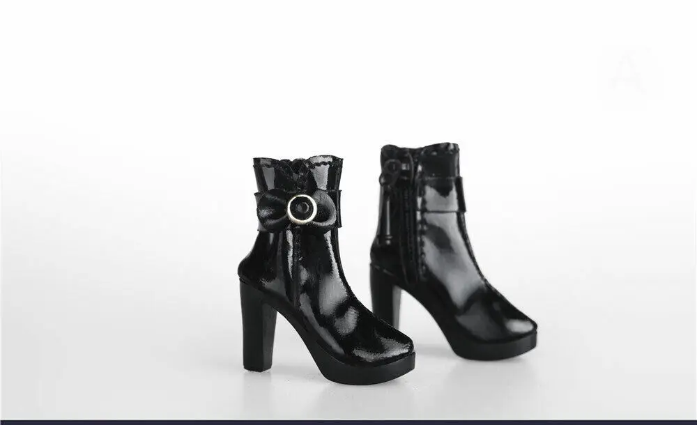 Черные ботинки средней длины с бантом, модель для 12-дюймовой куклы, тип 1,