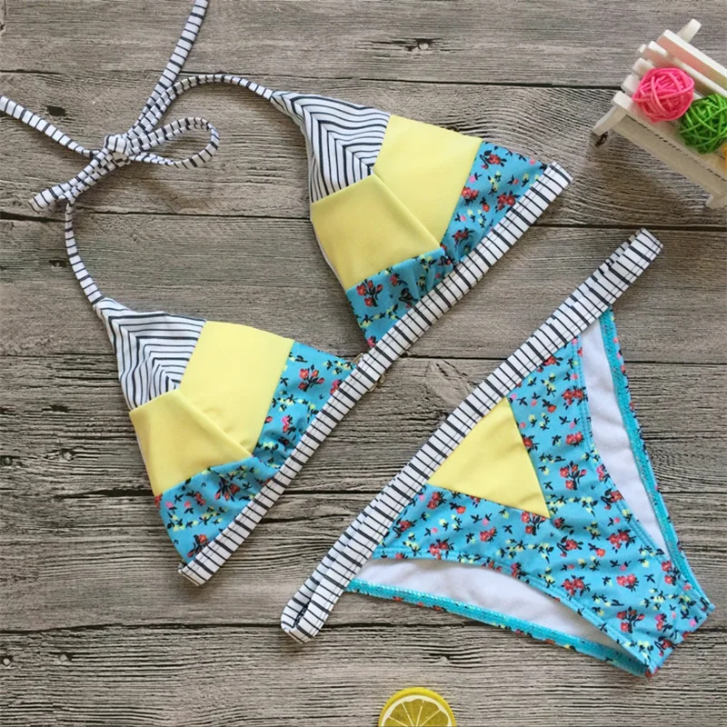 Bikini 2021 Sexy Print Stripe Patchwork Swimwear Swimsuit Women Halter Bikini Set Bathing Suit Beach Bikini Female Bikinis Mujer
Bikini 2021 Sexy Print Stripe Patchwork Swimwear Swimsuit Women Halter Bikini Set Bathing Suit Beach Bikini Female Bikinis Mujer