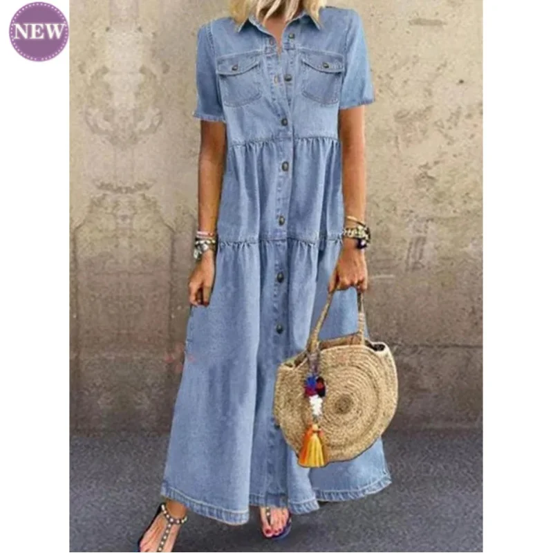 New Dress Spring Autumn Fashion Denim Style Long Multi-Button Trendy Distressed Comfort and Casual Long Dresses For Women
New Dress Spring Autumn Fashion Denim Style Long Multi-Button Trendy Distressed Comfort and Casual Long Dresses For Women