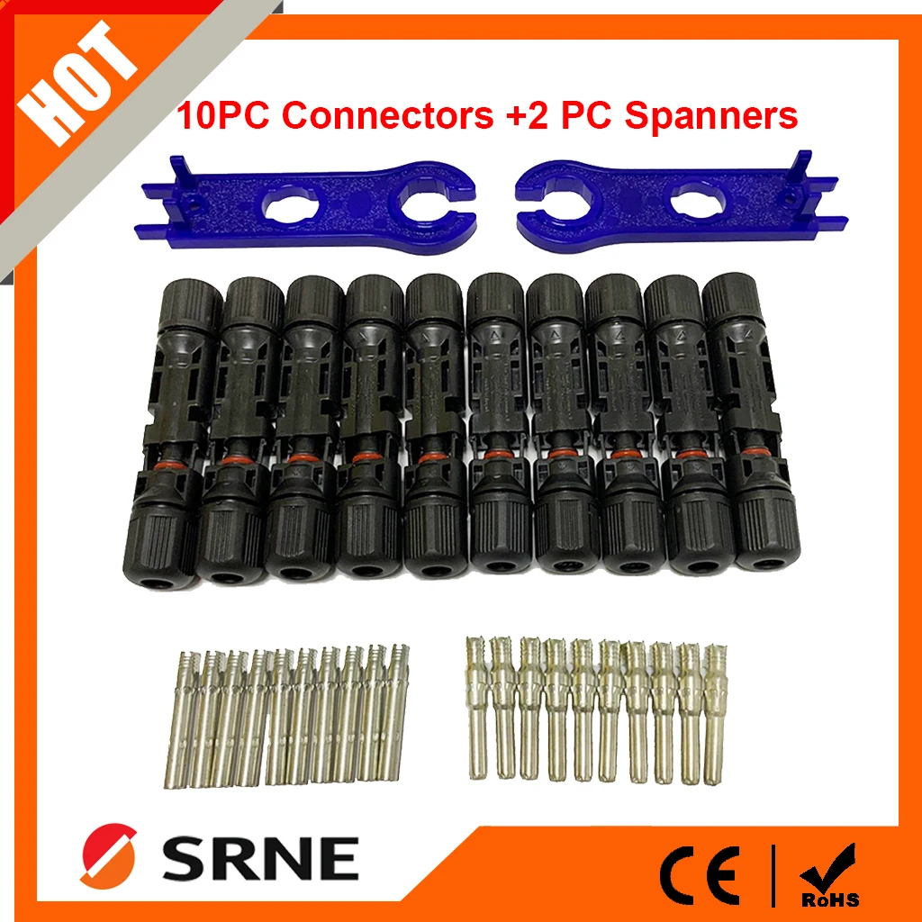 10 Pairs Solar Connector + 2PC Spanner Male Female 30A Solar Panel Connector Wire Connector Plug Suitable Cable 2.5/4/6.0mm2
10 Pairs Solar Connector + 2PC Spanner Male Female 30A Solar Panel Connector Wire Connector Plug Suitable Cable 2.5/4/6.0mm2