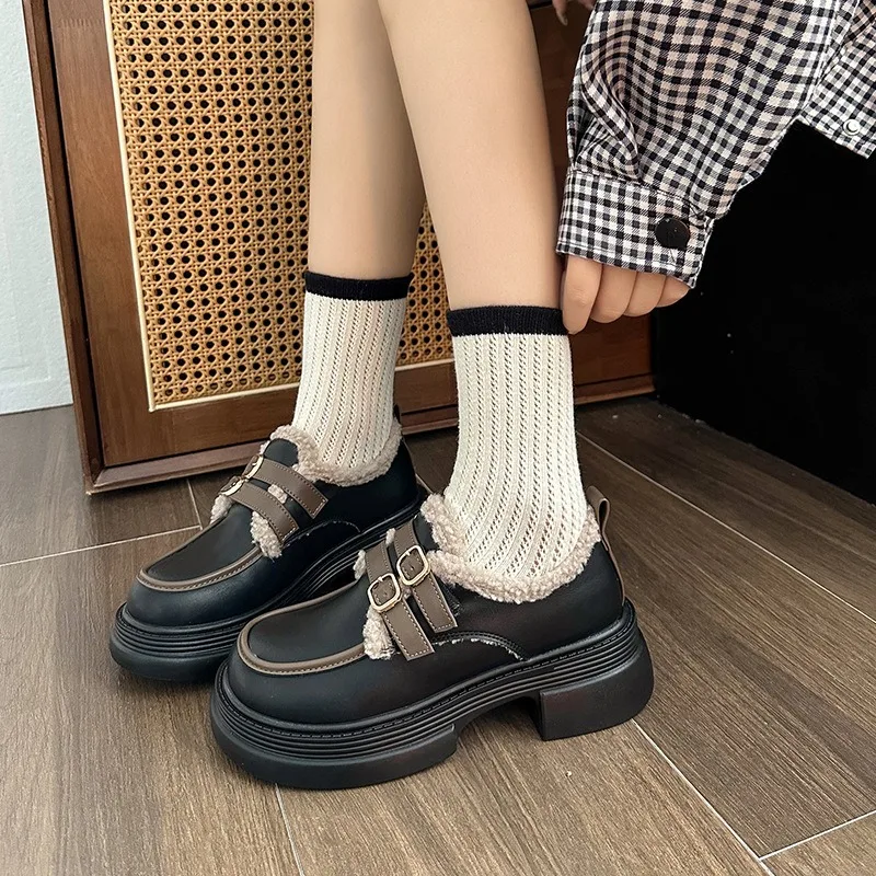 

SHANPA Jk Casual Shoes for Women Platform Elegant Padded Cute Luxury Mary Jane Shoes England Style Lolita Student Casual Loafers