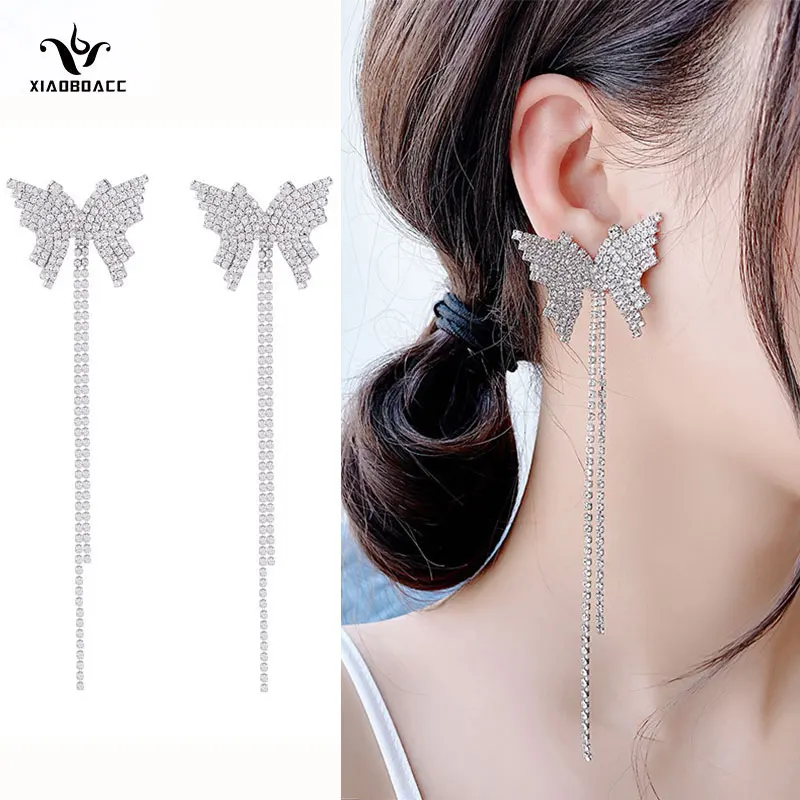 XiaoboACC S925 Silver Needle Full Diamond Butterfly Earrings Women High-end Tassel Earring Jewelry Wholesale
XiaoboACC S925 Silver Needle Full Diamond Butterfly Earrings Women High-end Tassel Earring Jewelry Wholesale