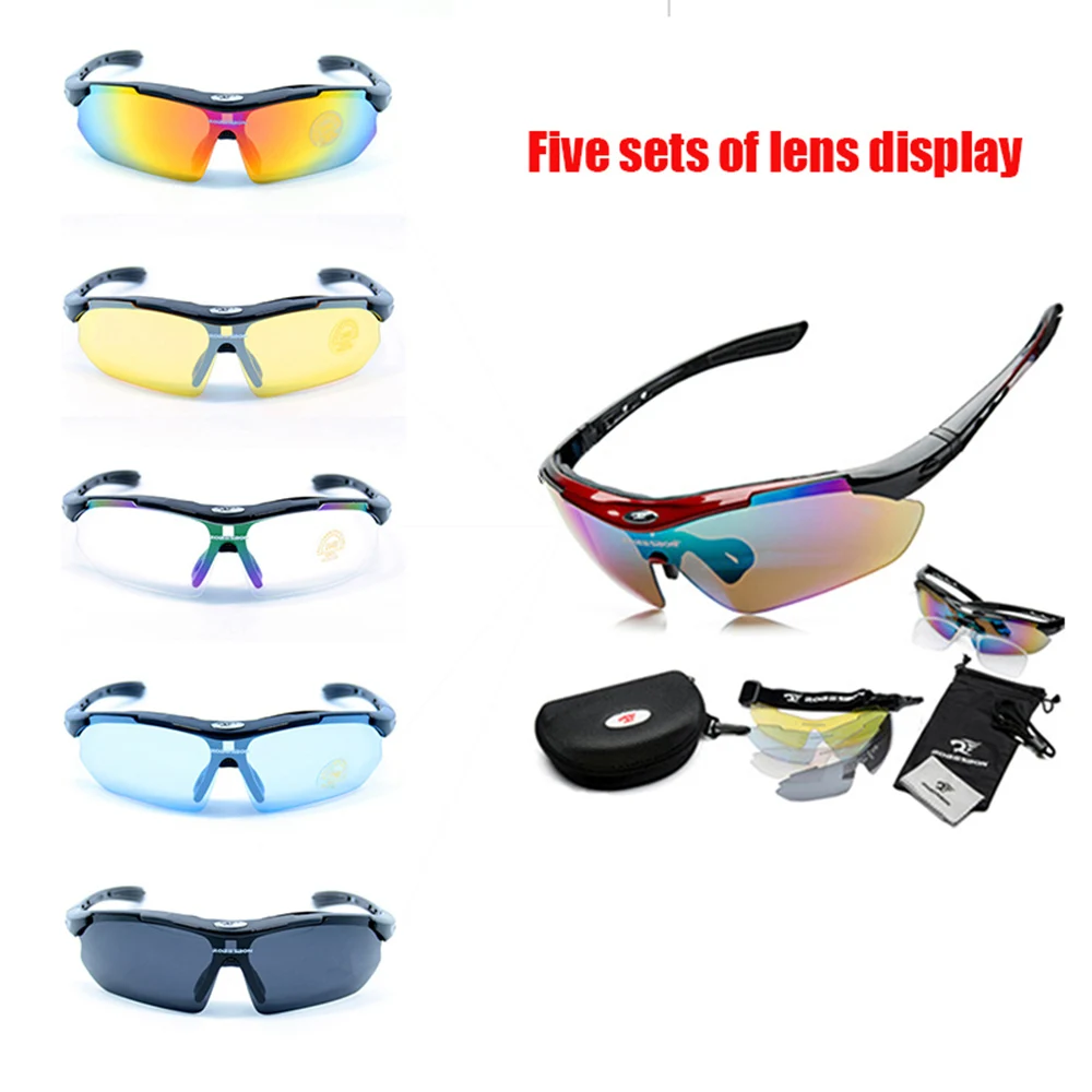 

ROBESBON Outdoor Cycling Glasses HD Myopia Solar Sports Sunglasses Interchangeable Lenses Bicycle Eyewear Goggles for Men and Wo