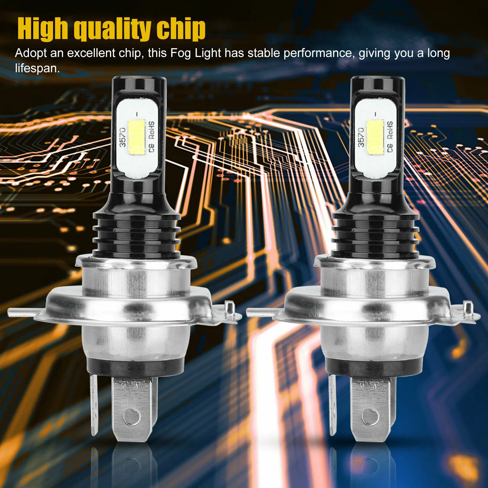 

2Pcs Car Headlight Bulb H4 LED HB2 9003 50W 14000LM Plug-N-Play Extremely Bright 6000K CSP LED Chip High Power Bulbs