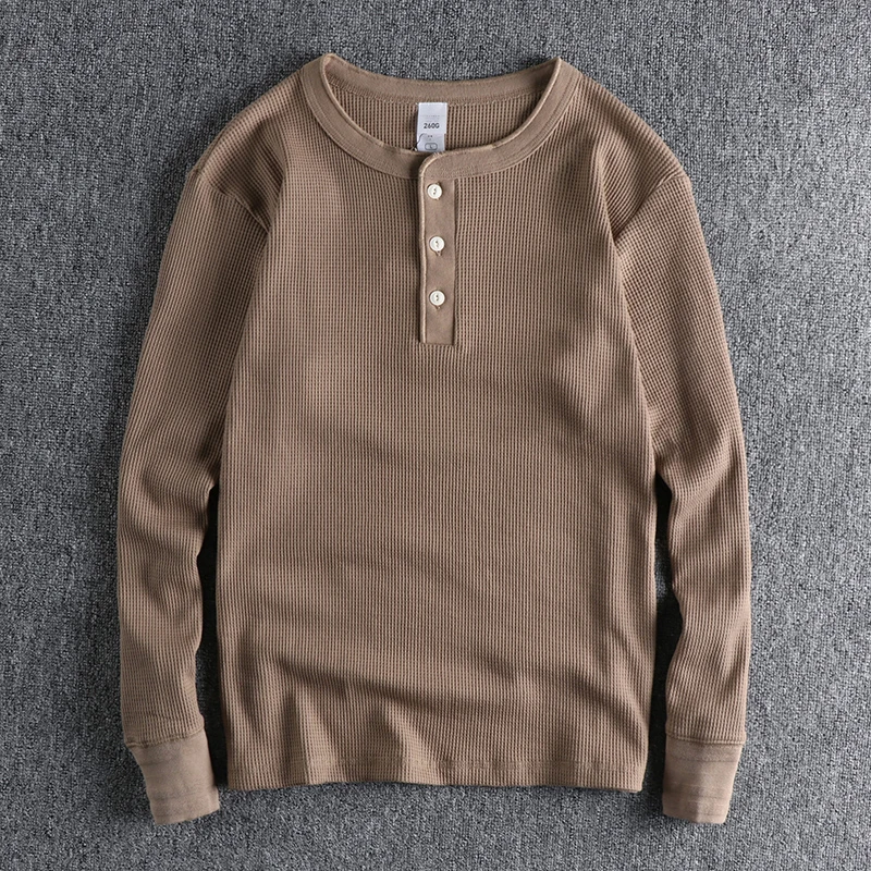 New 260G Long Threaded Cuffs Classic Knitted Waffle Long-sleeved T-shirt Men's American Trend Autumn and Winter Bottoming Shirt
New 260G Long Threaded Cuffs Classic Knitted Waffle Long-sleeved T-shirt Men's American Trend Autumn and Winter Bottoming Shirt