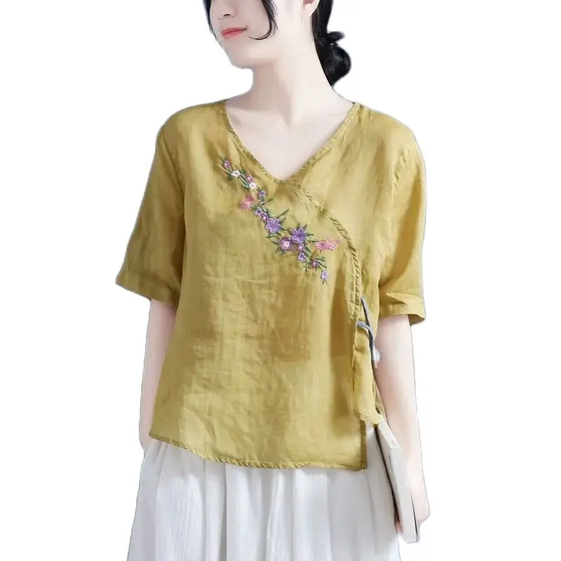 Топ в этническом стиле, Новинка лета 2022, хлопковый топ с рукавом до локтя в ретро-стиле, Литературная вышитая Футболка, свободная чайная одеж...
Топ в этническом стиле, Новинка лета 2022, хлопковый топ с рукавом до локтя в ретро-стиле, Литературная вышитая Футболка, свободная чайная одеж...