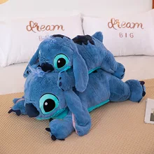 55/75cm Stitch Doll Plush Toys Lilo&stitch Plush Stuffed Doll Soft Pillow Prone Posture Dark/light Blue Cute Gift