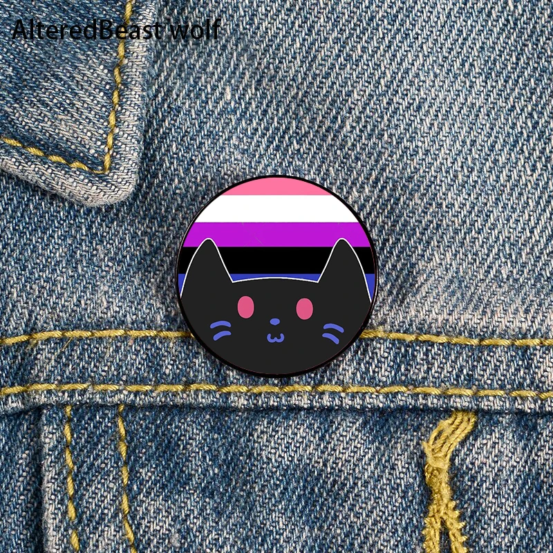 Genderfluid Pride cat Pin Custom Brooches Shirt Lapel teacher tote Bag backpacks Badge Cartoon gift brooches pins for women 
Genderfluid Pride cat Pin Custom Brooches Shirt Lapel teacher tote Bag backpacks Badge Cartoon gift brooches pins for women
