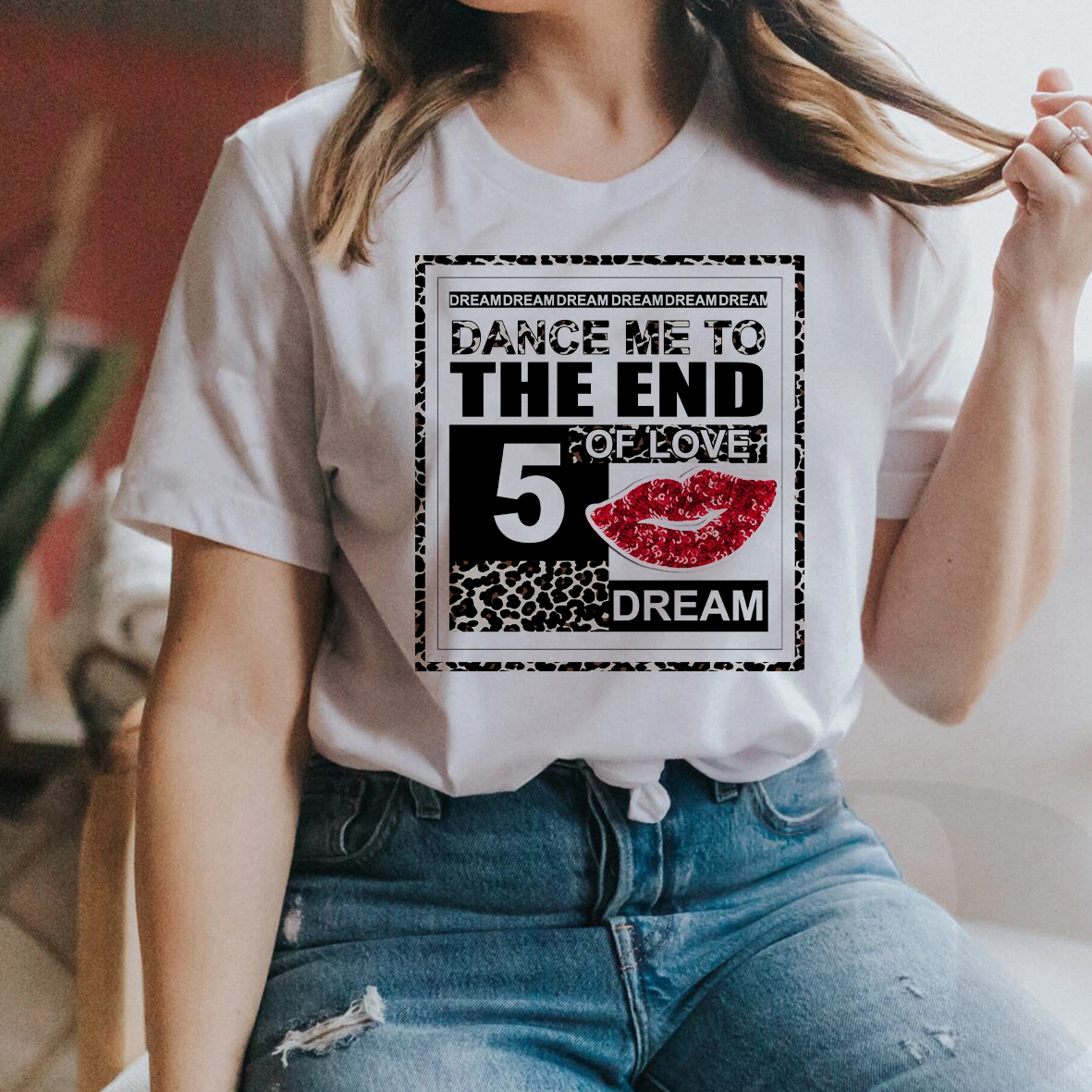 BLINGPAW Graphic T Shirts Creativity Leopard Dream Wild Love Letter Print T-shirt White Cotton Unisex Tees Summer Tee Tops
BLINGPAW Graphic T Shirts Creativity Leopard Dream Wild Love Letter Print T-shirt White Cotton Unisex Tees Summer Tee Tops