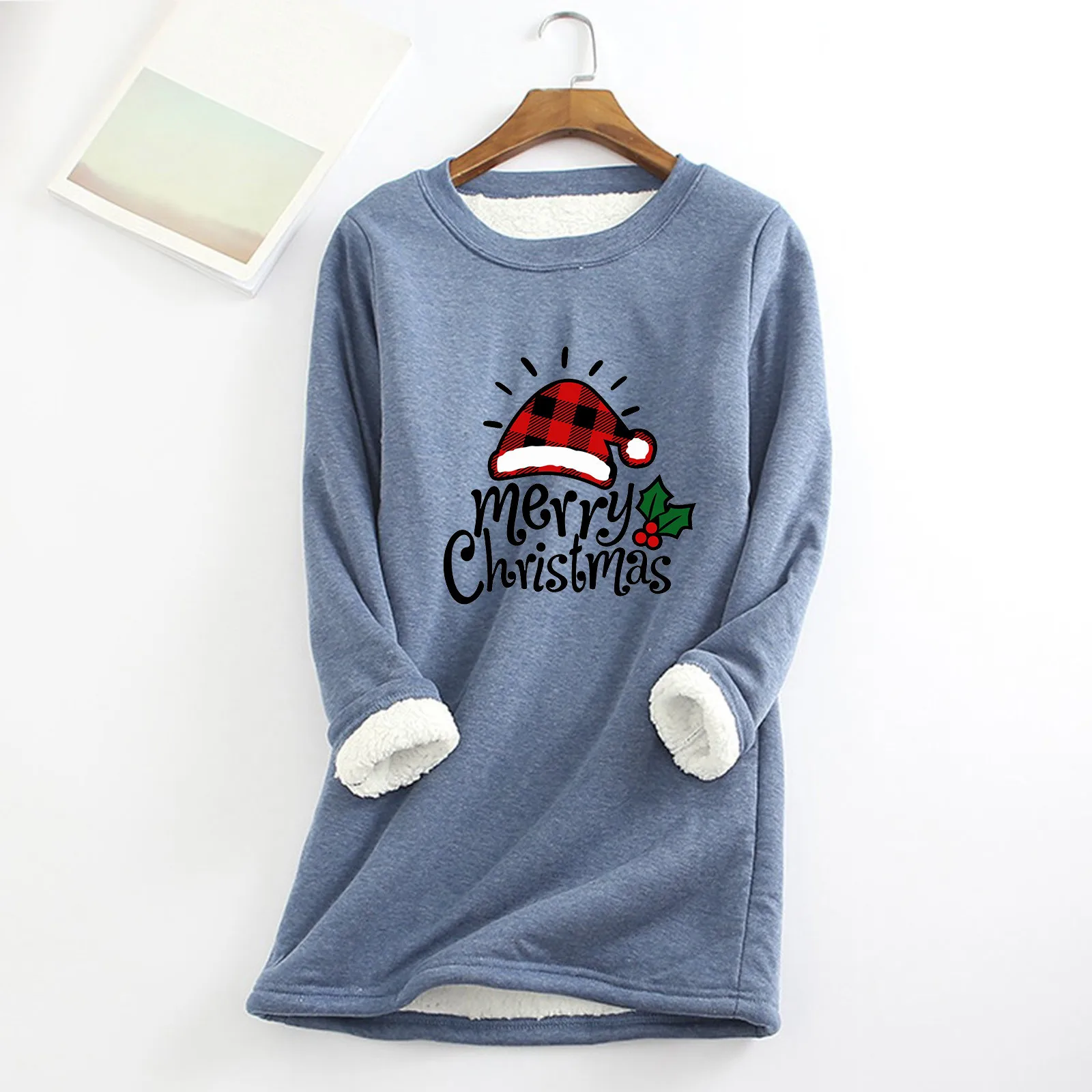 Women Thick Fleece Christmas Printing Sweatshirt Warm O-neck Underwear Top Womens Long Sleeve Tops Polyester
Women Thick Fleece Christmas Printing Sweatshirt Warm O-neck Underwear Top Womens Long Sleeve Tops Polyester