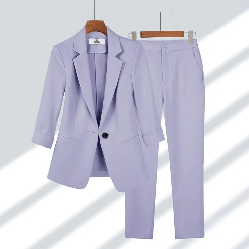 Women's Clothes 2023 Spring/Summer New Professional Simple Solid Color Advanced Temperament Slim Fit Suit Two Piece Set
Women's Clothes 2023 Spring/Summer New Professional Simple Solid Color Advanced Temperament Slim Fit Suit Two Piece Set