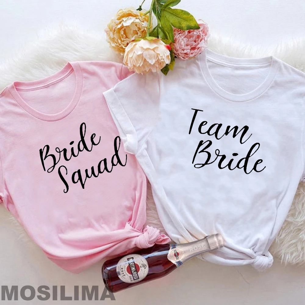Bride Team Shirts Women Aesthetic Bachelorette Party Wedding Tops Bridesmaid T-shirt Summer O-neck Tops G505
Bride Team Shirts Women Aesthetic Bachelorette Party Wedding Tops Bridesmaid T-shirt Summer O-neck Tops G505