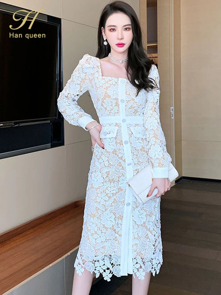 H Han Queen Hot Sale Elegant Office Pencil Lace Female Dress Korean Single-Breasted Sheath Dresses Party Work Bodycon Vestidos
H Han Queen Hot Sale Elegant Office Pencil Lace Female Dress Korean Single-Breasted Sheath Dresses Party Work Bodycon Vestidos