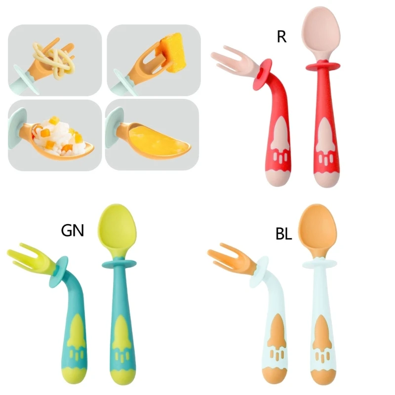 2Pc Silicone Spoon Fork Set Baby Utensils Bendable Soft Infant Tableware Self-Feeding Training Flatware for Kid Children
2Pc Silicone Spoon Fork Set Baby Utensils Bendable Soft Infant Tableware Self-Feeding Training Flatware for Kid Children