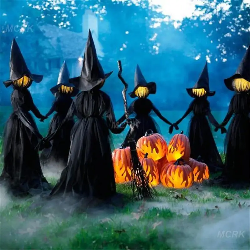 

Halloween Decorations Outdoor Light Up Screaming Witches With Stakes Garden Glowing Witch Scary Ghost Decor Props Ornament