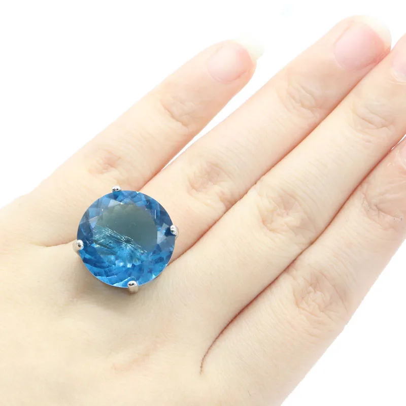 

20x20mm Big Gemstone 7.8g London Blue Topaz Women Daily Wear Silver Ring Daily Wear Drop Shipping