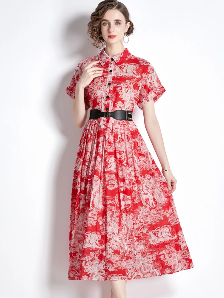 Summer Fashion Runway Vintage Print Midi Shirt Dress for Women 2022 New Designer Short Sleeve Single Breasted Casual Vestidos
Summer Fashion Runway Vintage Print Midi Shirt Dress for Women 2022 New Designer Short Sleeve Single Breasted Casual Vestidos