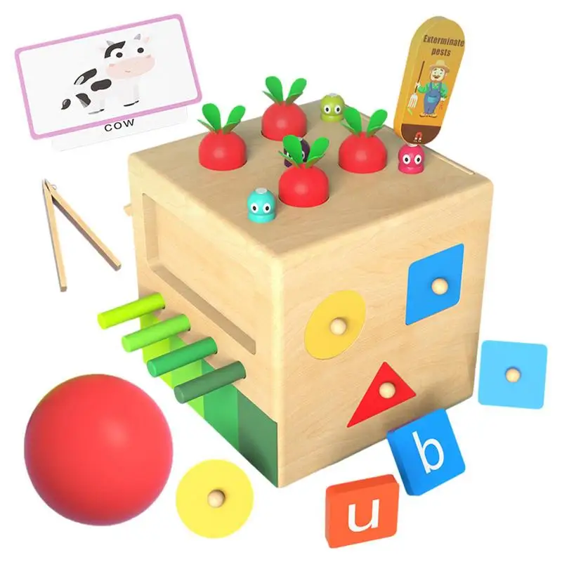 

Kids Cube Toy Kids Activity Cube With Shape Sorting Letter Recognition And Carrot Harvesting Educational Preschool Learning