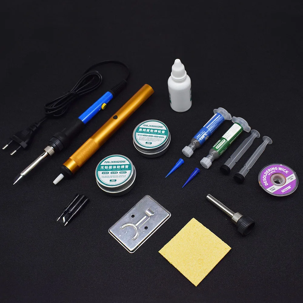 1 Set 60W Repair Tool Solid Rosin Solder Stainless Steel Paste Flux Tin Electric Soldering Iron Kit Handle Welding Rework Tip
1 Set 60W Repair Tool Solid Rosin Solder Stainless Steel Paste Flux Tin Electric Soldering Iron Kit Handle Welding Rework Tip