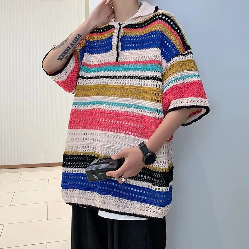 Fashion New Arrival Short Sleeve Tee Loose Pullover Top For Man Men Lapel Button t Shirt Vintage Stripe Patchwork Summer Shirt
Fashion New Arrival Short Sleeve Tee Loose Pullover Top For Man Men Lapel Button t Shirt Vintage Stripe Patchwork Summer Shirt