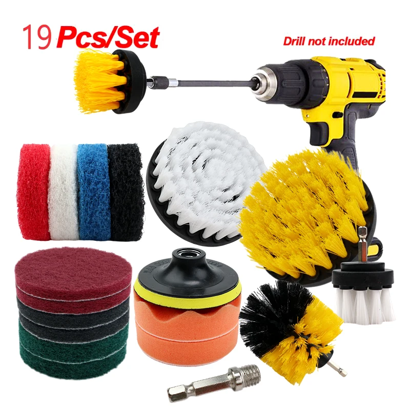 19 Pcs/Set Scrubber Drill Brush Set Polishing Pad Car Cleaning Brushes for Screwdriver Washing Brush Car Cleaning Tools
19 Pcs/Set Scrubber Drill Brush Set Polishing Pad Car Cleaning Brushes for Screwdriver Washing Brush Car Cleaning Tools