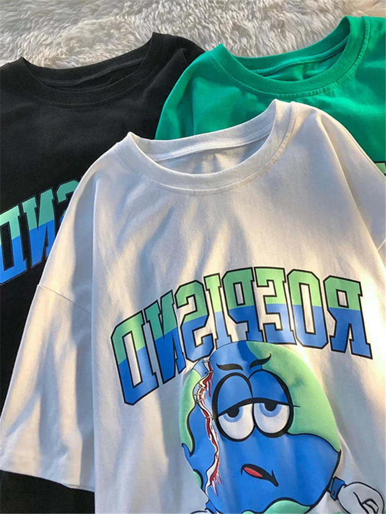 H.SA Summer Cotton Loose T-shirts 2022 New Short-Sleeve Cartoon Foam printing Women's Streetwear Oversize Hiphop Tide Ins Tops
H.SA Summer Cotton Loose T-shirts 2022 New Short-Sleeve Cartoon Foam printing Women's Streetwear Oversize Hiphop Tide Ins Tops