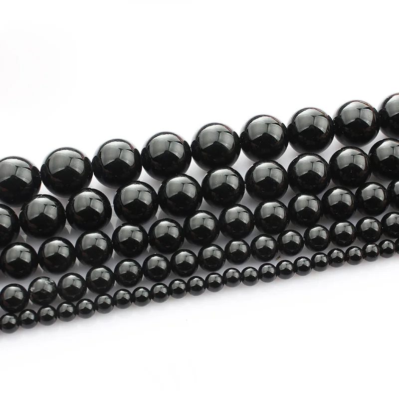 

1 Strands 15"(37~38cm) Round Natural Black Agate Stone Rock 4mm 6mm 8mm 10mm 12mm Beads Lot for Jewelry Making DIY Bracelet