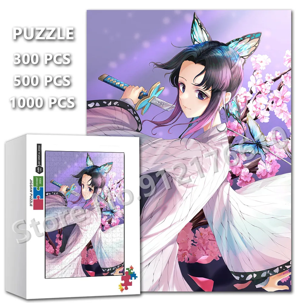 

Kochou Shinobu Jigsaw Puzzle 300/500/1000 Pieces Demon Slayer Anime Comic Assembled Puzzle Decompress Educational Toys Gifts