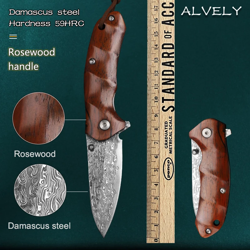 Damascus steel folding knife EDC tactical self-defense pocket knife red sandalwood handle outdoor camping survival hand tool
Damascus steel folding knife EDC tactical self-defense pocket knife red sandalwood handle outdoor camping survival hand tool