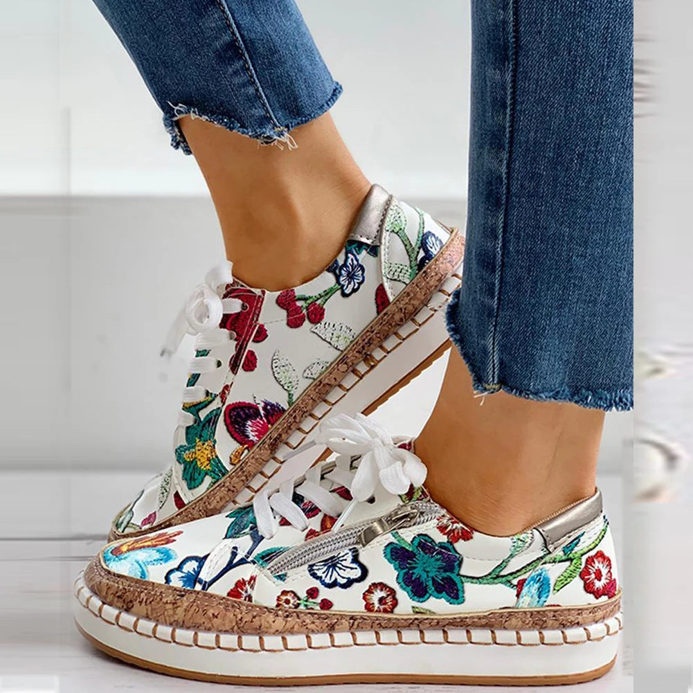 New Women Sneakers Elegant Floral Printed Lace Up Female Flat Shoes Fashion Round Toe Lady Vulcanized Shoes Women Casual Shoes
New Women Sneakers Elegant Floral Printed Lace Up Female Flat Shoes Fashion Round Toe Lady Vulcanized Shoes Women Casual Shoes