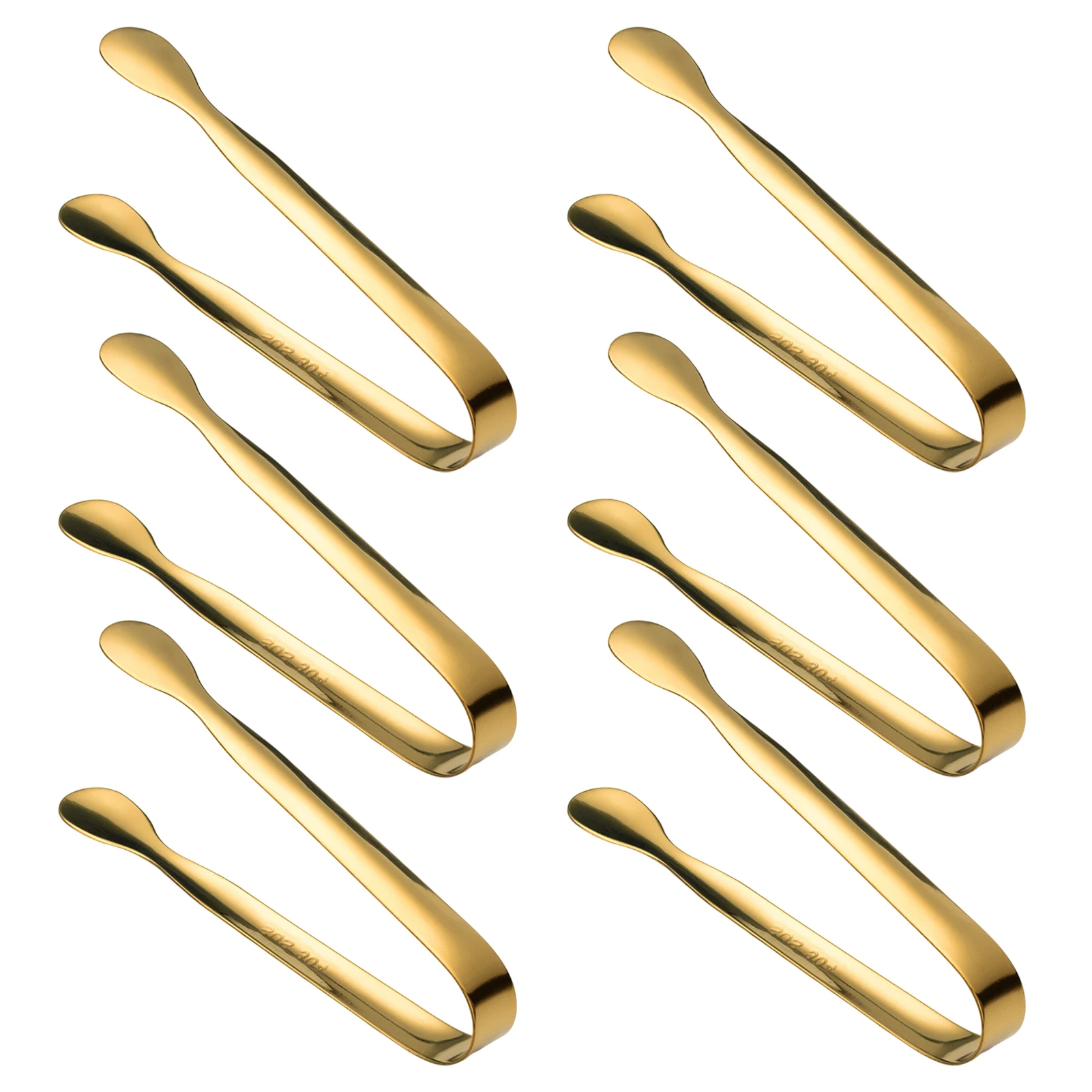 

6pcs Stainless Steel Rust Proof Smooth Handle Durable Gold Kitchen Utensils Lightweight Parties Food Serving Ice Tongs Wedding