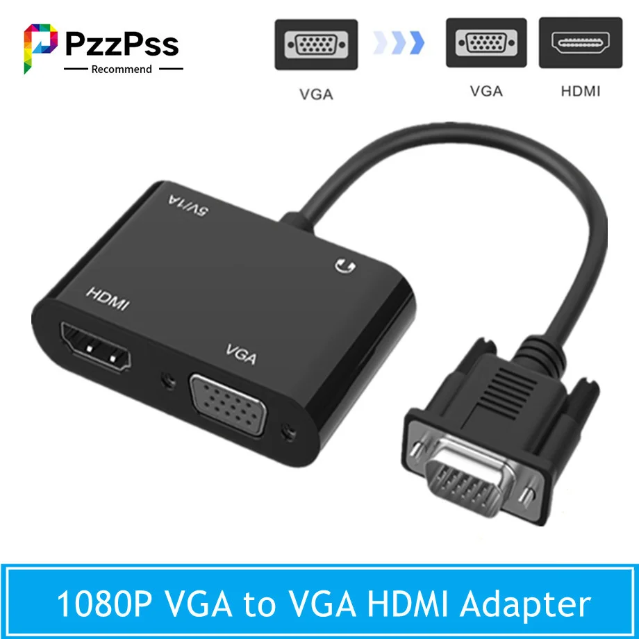 PzzPss VGA to HDMI VGA Adapter VGA Splitter With 3.5Mm Audio Converter Support Dual Display For PC Projector HDTV Multi-Port VGA
PzzPss VGA to HDMI VGA Adapter VGA Splitter With 3.5Mm Audio Converter Support Dual Display For PC Projector HDTV Multi-Port VGA
