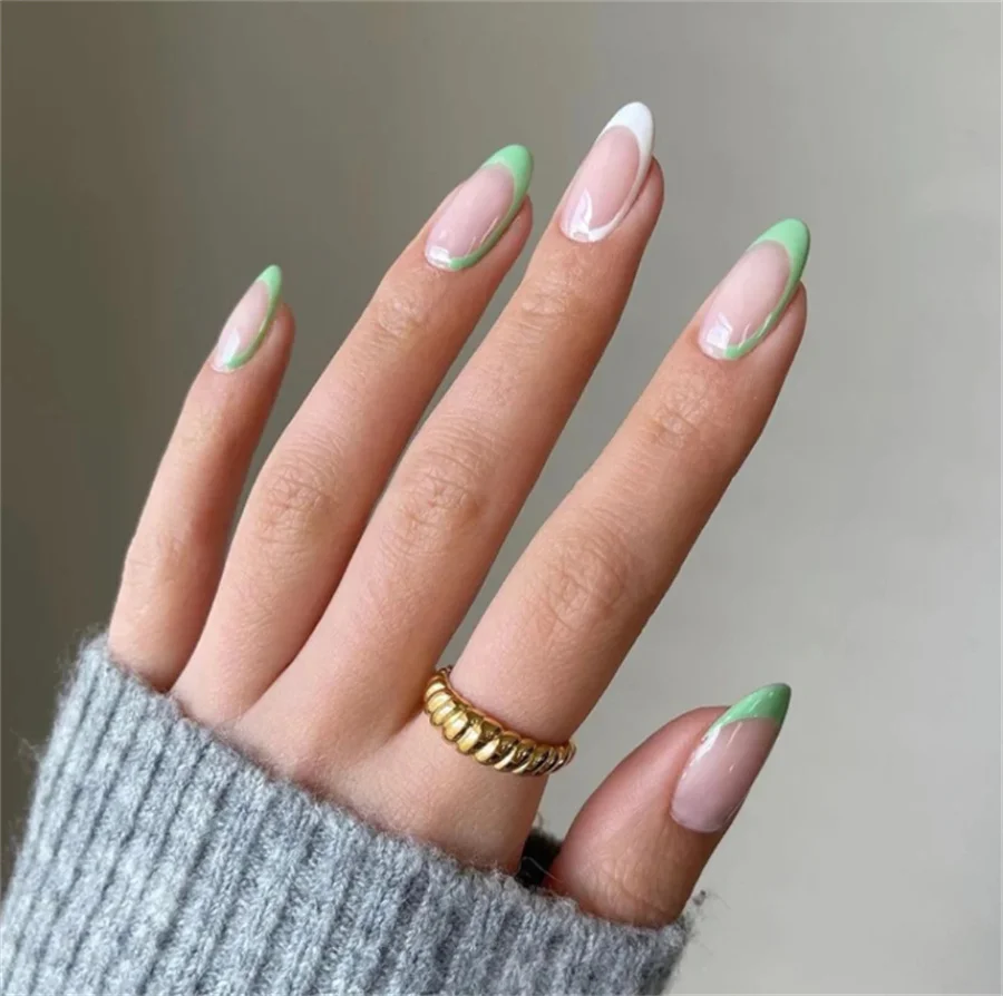 24pcs French False Nails almond Green White Color Design Artificial Ballerina Fake Nails Full Cover Nail Tips Press On Nails
24pcs French False Nails almond Green White Color Design Artificial Ballerina Fake Nails Full Cover Nail Tips Press On Nails