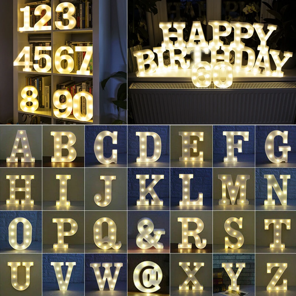 DIY Luminous Lights LED Night Light Creative Letters Alphabet Number Battery Lamp Romantic Party Decoration
DIY Luminous Lights LED Night Light Creative Letters Alphabet Number Battery Lamp Romantic Party Decoration