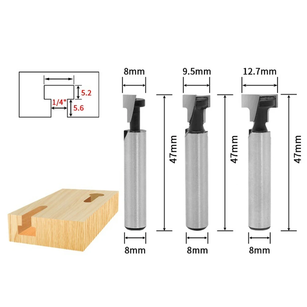 3 PCS 8mm Shank T-Slot Keyhole Cutter Wood Router Bit Carbide Cutter For Wood Hex Bolt T-Track Slotting Milling Cutte
3 PCS 8mm Shank T-Slot Keyhole Cutter Wood Router Bit Carbide Cutter For Wood Hex Bolt T-Track Slotting Milling Cutte