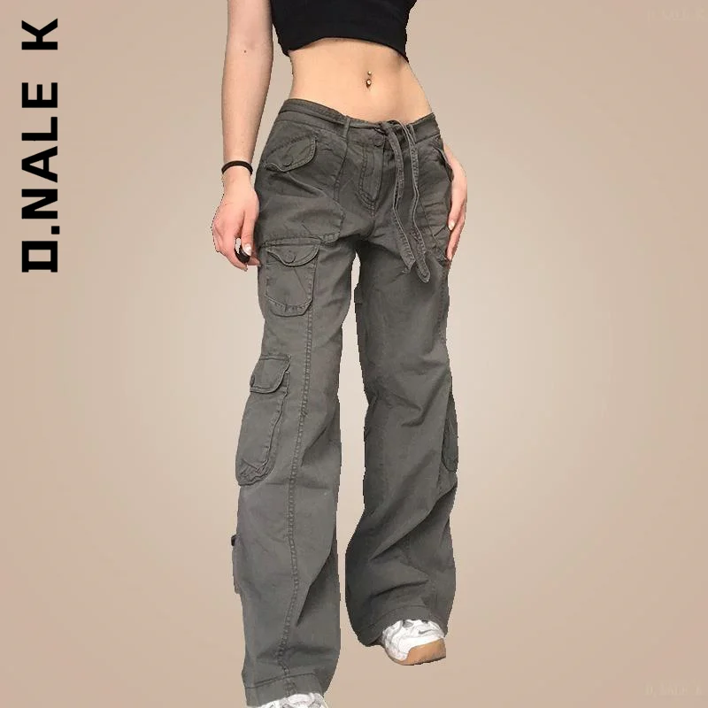 D.Nale K sexy low waist Retro gray overalls wide leg cargo women pants women's loose casual trousers vintage streetwear
D.Nale K sexy low waist Retro gray overalls wide leg cargo women pants women's loose casual trousers vintage streetwear