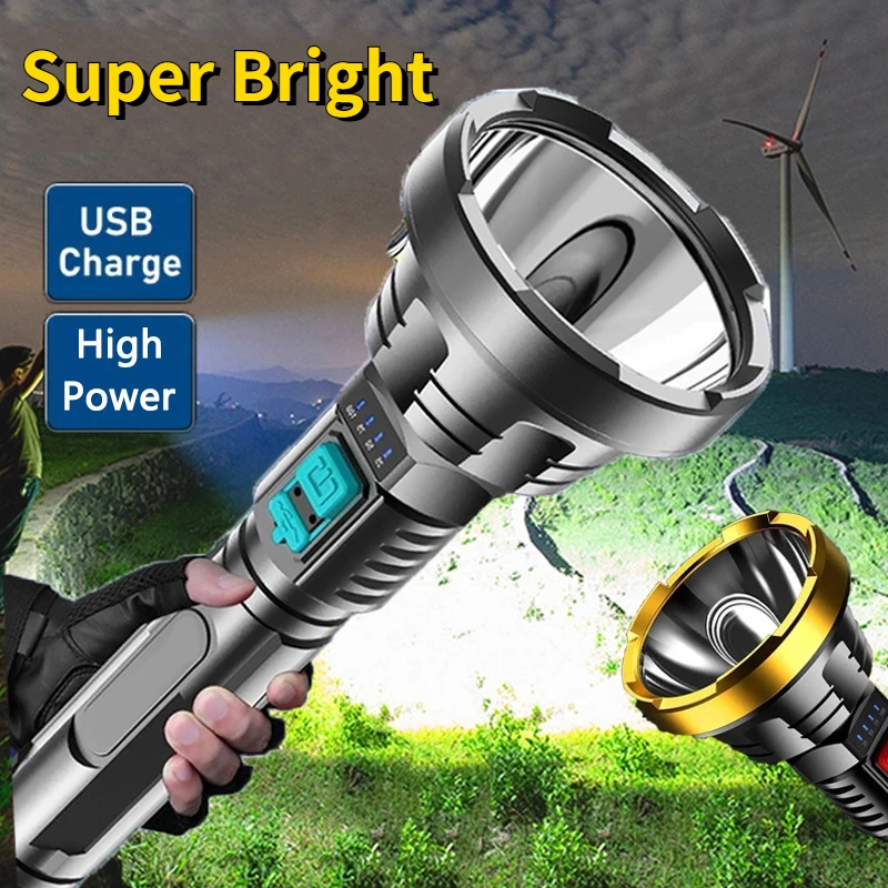 High Power LED Flashlight USB Rechargeable Tactical Torch Waterproof Portable Outdoor Camping Hiking Torch Emergency Lights
High Power LED Flashlight USB Rechargeable Tactical Torch Waterproof Portable Outdoor Camping Hiking Torch Emergency Lights