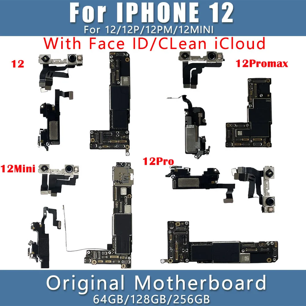 100% Original Motherboard For iPhone 12 12 Pro Max Mini Logic Board With/NO Face ID Unlocked With Full Chips Support 5G Working
100% Original Motherboard For iPhone 12 12 Pro Max Mini Logic Board With/NO Face ID Unlocked With Full Chips Support 5G Working