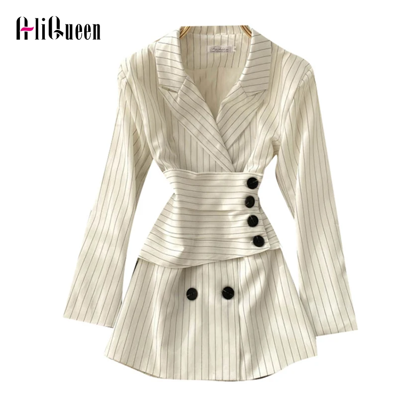 Korean Fashion Long Sleeve Women Girdle Long Blazer Dress Feminino Loose Notched Jacket Office Lady Black Striped Trend Coats
Korean Fashion Long Sleeve Women Girdle Long Blazer Dress Feminino Loose Notched Jacket Office Lady Black Striped Trend Coats