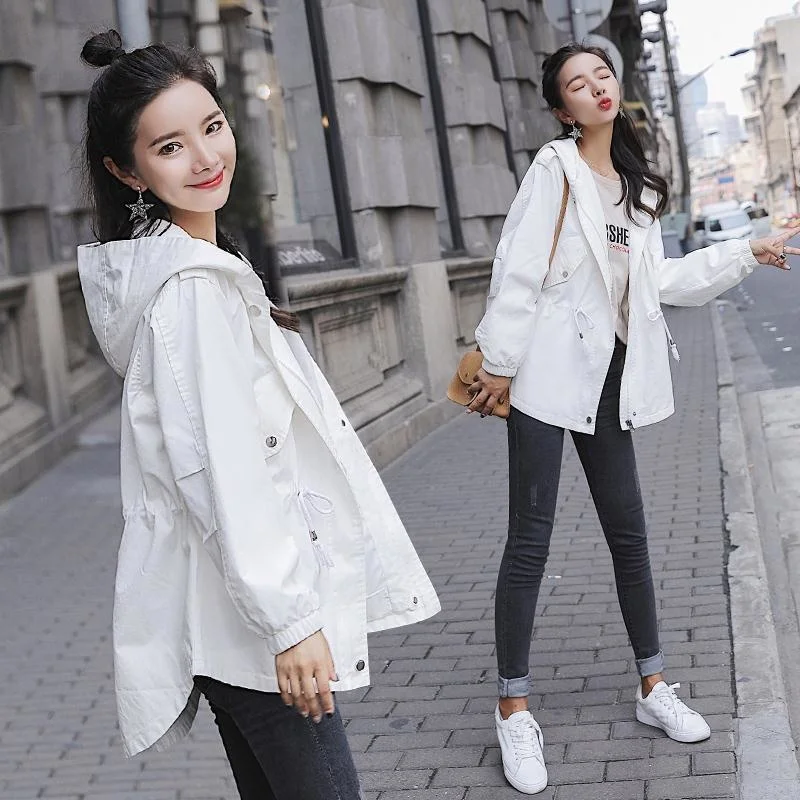 Spring Autumn Women's Jacket Long Sleeve Casual Hooded Jackets Female Windbreaker Korean Loose Basic Coat Outwear
Spring Autumn Women's Jacket Long Sleeve Casual Hooded Jackets Female Windbreaker Korean Loose Basic Coat Outwear