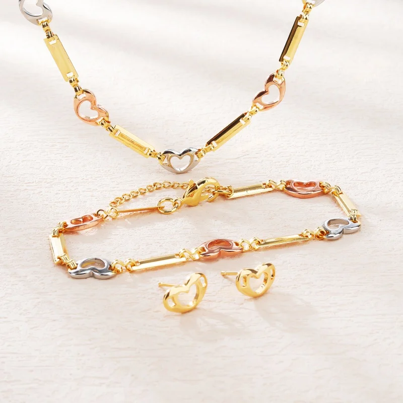 Selead Design High Quality Classic Heart Bracelet Earrings and Necklace Fashion Elegant Women Jewelry Set Birthday Party Gifts
Selead Design High Quality Classic Heart Bracelet Earrings and Necklace Fashion Elegant Women Jewelry Set Birthday Party Gifts