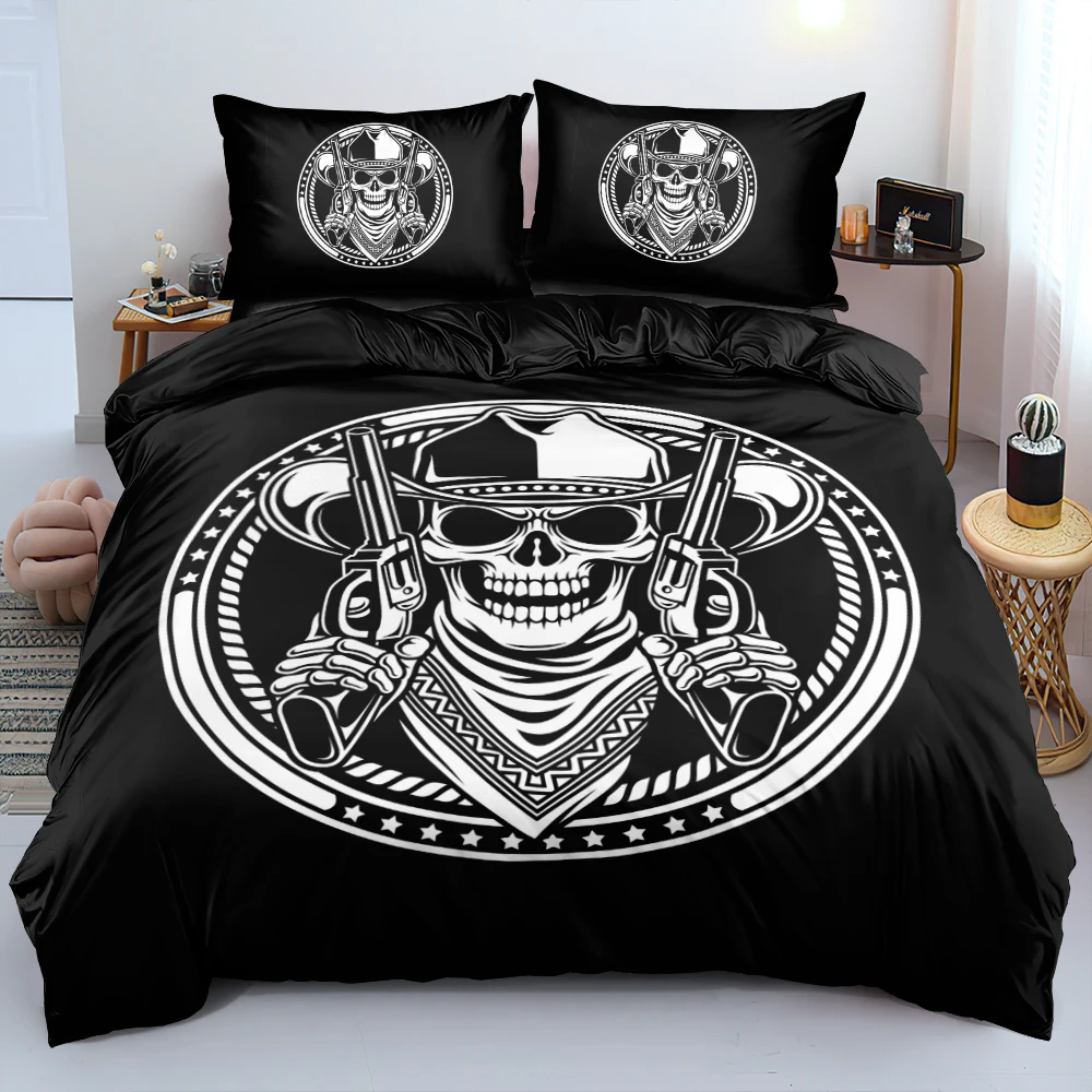 Black Skeleton Cowboy Duvet Cover Sets Fashion Bed Linen Pillow Cases Double Size Quilt Shell Twin King Size Bed Set 200x200cm
Black Skeleton Cowboy Duvet Cover Sets Fashion Bed Linen Pillow Cases Double Size Quilt Shell Twin King Size Bed Set 200x200cm